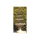 GIGANTIC SEVEN TIER BRONZE ESTATE FOUNTAIN each of circular serpentine leaf decorated form supported