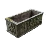 TWO CAST STONE TROUGHS moulded in relief with figures 89 cm. wide; 38 cm. high (2) Worldwide