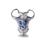 EIGHTEENTH-CENTURY DELFT BLUE AND WHITE VASE with scroll handles 23 cm. high Worldwide shipping