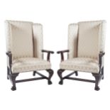 PAIR OF IRISH WING BACK ARMCHAIRS