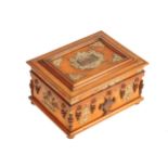 NINETEENTH-CENTURY BRASS MOUNTED WALNUT GAMES BOX 23 cm. high; 39 cm. wide; 30 cm. deep Worldwide