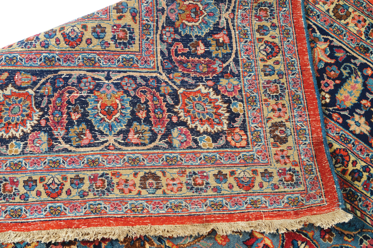 NORTHEAST PERSIAN MESHED CARPET, CIRCA 1930 on red ground with turquoise central medallion and ivory - Image 7 of 8