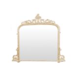 LARGE NINETEENTH-CENTURY PARCEL GILT OVER MANTLE MIRROR the gently arched plate within a gadrooned