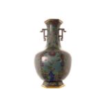 CHINESE QING PERIOD HU-SHAPED CLOISONNE VASE Qianlong four character gilt mark to base. The key