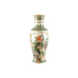 NINETEENTH-CENTURY FAMILLE VERTE VASE of baluster form decorated with exotic birds amongst