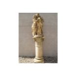 CAST-STONE GROUP ON STAND Romeo & Juliet, supported on a Corinthian column 152 cm. high Worldwide