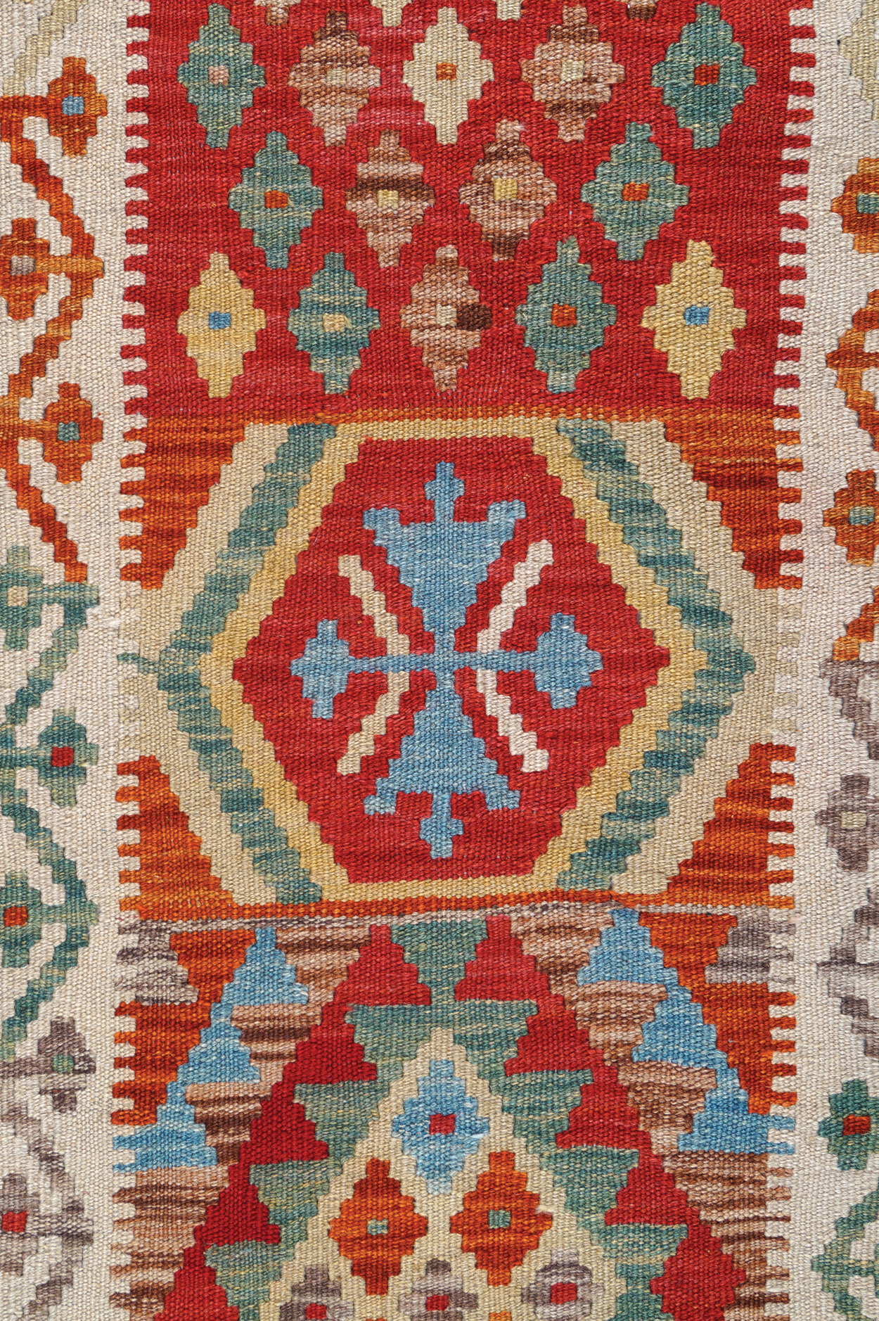 NORTHEAST PERSIAN RUNNER with outer pistachio border and twelve medallions; veg dye 496 x 75 cm. - Image 4 of 6