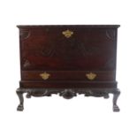 IRISH NINETEENTH-CENTURY MAHOGANY BLANKET CHEST the rectangular moulded edged top, above two panel