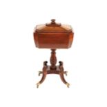 REGENCY PERIOD MAHOGANY TEA POY the gadrooned edged coffered lid, opening to a fitted interior,