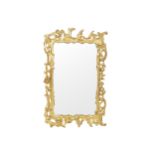 GEORGE III PERIOD CARVED GILTWOOD PIER MIRROR, CIRCA 1780 the rectangular plate within a leaf scroll