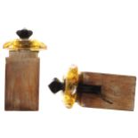 NINETEENTH-CENTURY AMBER AND BLACK CUT GLASS AND BRASS BELL-PULLS 10 cm. high Worldwide shipping