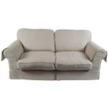 PAIR OF MODERN TWO-SEATER SETTEES with loose cushions and removable covers 209 cm. wide (2)