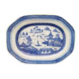 CHINESE QING PERIOD BLUE AND WHITE MEAT PLATTER 20 x 29 cm. Worldwide shipping available. Contact