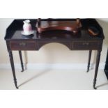 REGENCY PERIOD MAHOGANY AND INLAID DRESSING TABLE the rectangular top below a 3/4 low back, above
