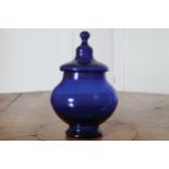 NINETEENTH-CENTRY BRISTOL BLUE BOWL AND COVER 12 cm. diameter; 22 cm. high