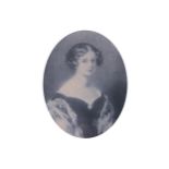 PRINT Black and white reproduction print of a lady 7 x 5_ inches; 18 x 14 cm. (oval)