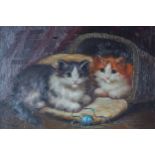 C. PRESSIT Kittens Oil on canvas 12.5 x 17.5 cm.