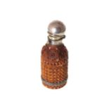 NINETEENTH-CENTURY SILVER MOUNTED SNUFF BOTTLE 9 cm. high