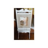 EDWARDIAN PAINTED FIRE SCREEN the front panel enclosing a signed watercolour depicting figures in