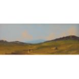 ADAM KOS Home through the hills Oil on board Signed 19 x 48 cm.