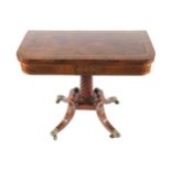CORK REGENCY PERIOD MAHOGANY ROSEWOOD CROSSBANDED AND BRASS INLAID CARD TABLE the rectangular top