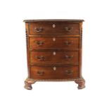 NINETEENTH-CENTURY MAHOGANY BOWFRONT CHEST of four drawers, furnished with brass handles, raised