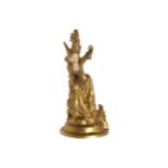 MONGINOT Art Deco gilt bronze sculpture of a maiden holding a lantern, signed 34 cm. high