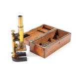 LEITZ MICROSCOPE IN ORIGINAL MAHOGANY CASE, DATED 1881