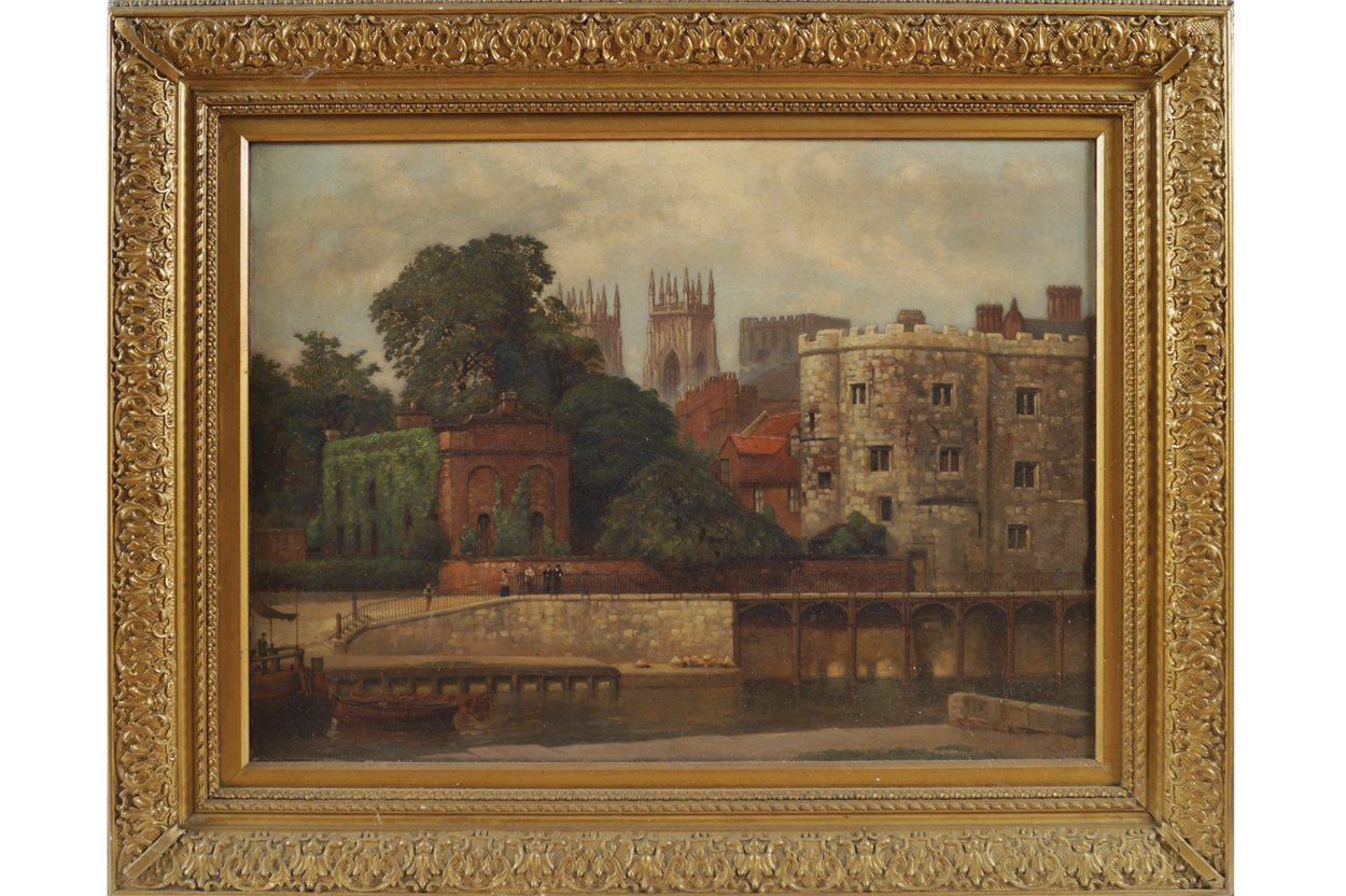 GEORGE FALL (BRITISH, 1848-1925) Lendal Tower and York Minster from the river Oil on canvas Signed - Image 2 of 11