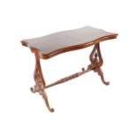 NINETEENTH-CENTURY MAHOGANY LIBRARY TABLE the rectangular serpentine shaped top, above a