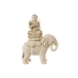 LATE-NINETEENTH CENTURY CHINESE BLANC DE CHINE FIGURE OF SAMANTABHADRA seated on an elephant, her