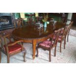 LARGE EDWARDIAN PERIOD ADAM STYLE TELESCOPIC DINING TABLE the rectangular top with D-shaped ends,