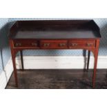 GEORGE III PERIOD MAHOGANY AND INLAID SIDE TABLE the rectangular top, below a 3/4 gallery rail,