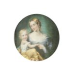 ENGLISH SCHOOL, NINETEENTH-CENTURY Miniature depicting the Madonna and Child Oil on canvas 14.5