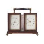 NINETEENTH-CENTURY ROSEWOOD CASED DESK COMBINATION CLOCK barometer and thermometer 16 cm. high; 18