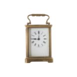 NINETEENTH-CENTURY FRENCH BRASS CASED CARRIAGE CLOCK 10 cm. high
