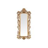 PAIR NINETEENTH-CENTURY CARVED GILT WOOD FLORENTINE PIER MIRRORS each with a rectangular plate