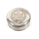 A RARE IRISH PROVINCIAL SILVER FREEDOM OF CARRICKFERGUS BOX, JAMES KENNEDY, DUBLIN 1787 Circular