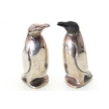 PAIR OF SILVER DAVID ANDERSEN PENGUIN SALT AND PEPPER SHAKERS 7 cm. high