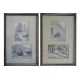 J. LESLIE A set of four black & white wash drawings of landscape scenes at Stoke Rochford,