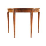 PAIR GEORGE III PERIOD SATINWOOD AND FRUITWOOD BANDED PIER TABLES each with an elliptical shaped top