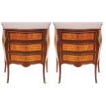 PAIR OF ORMOLU MOUNTED NINETEENTH-CENTURY KINGWOOD AND PARQUETRY COMMODES each with a serpentine