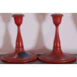 PAIR OF LACQUERED CANDLESTICKS 16 cm. high (2)