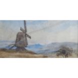 ENGLISH SCHOOL, NINETEENTH-CENTURY An extensive landscape with windmill Watercolour 4_ x 9 inches;