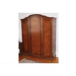 FOUR PIECE QUEEN ANNE STYLE BURR WALNUT BEDROOM SUITE Comprising: three door wardrobe, dressing