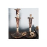 PAIR OF NINETEENTH-CENTURY IVORY CANDLESTICKS 26 cm.high (2)