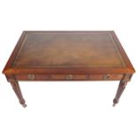 NINETEENTH-CENTURY MAHOGANY LIBRARY TABLE THE RECTANGULAR TOOLED leather inset top above a series of