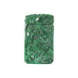 CHINESE GREEN JADE PHOENIX CARVED PENDANT 8 cm. high; 4.5 cm. wide; 1.5 cm. deep