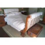 HISTORIC WILLIAM IV PERIOD CARVED MAHOGANY SLEIGH BED attributed to makers Mack Willams and