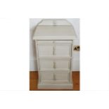 PAIR OF PAINTED BEDSIDE CHESTS each of three drawers 48 cm. wide (2)